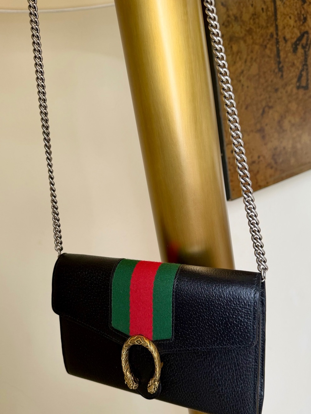 GUCCI Dionysus Black bag with Green and Red iconic Gucci web - Picture 3 of 14